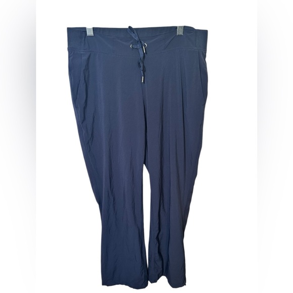 Athleta Navy Blue Lined Boot Cut Draw String Size 10 Windbreaker‎ Comfy Pull On - Picture 1 of 6